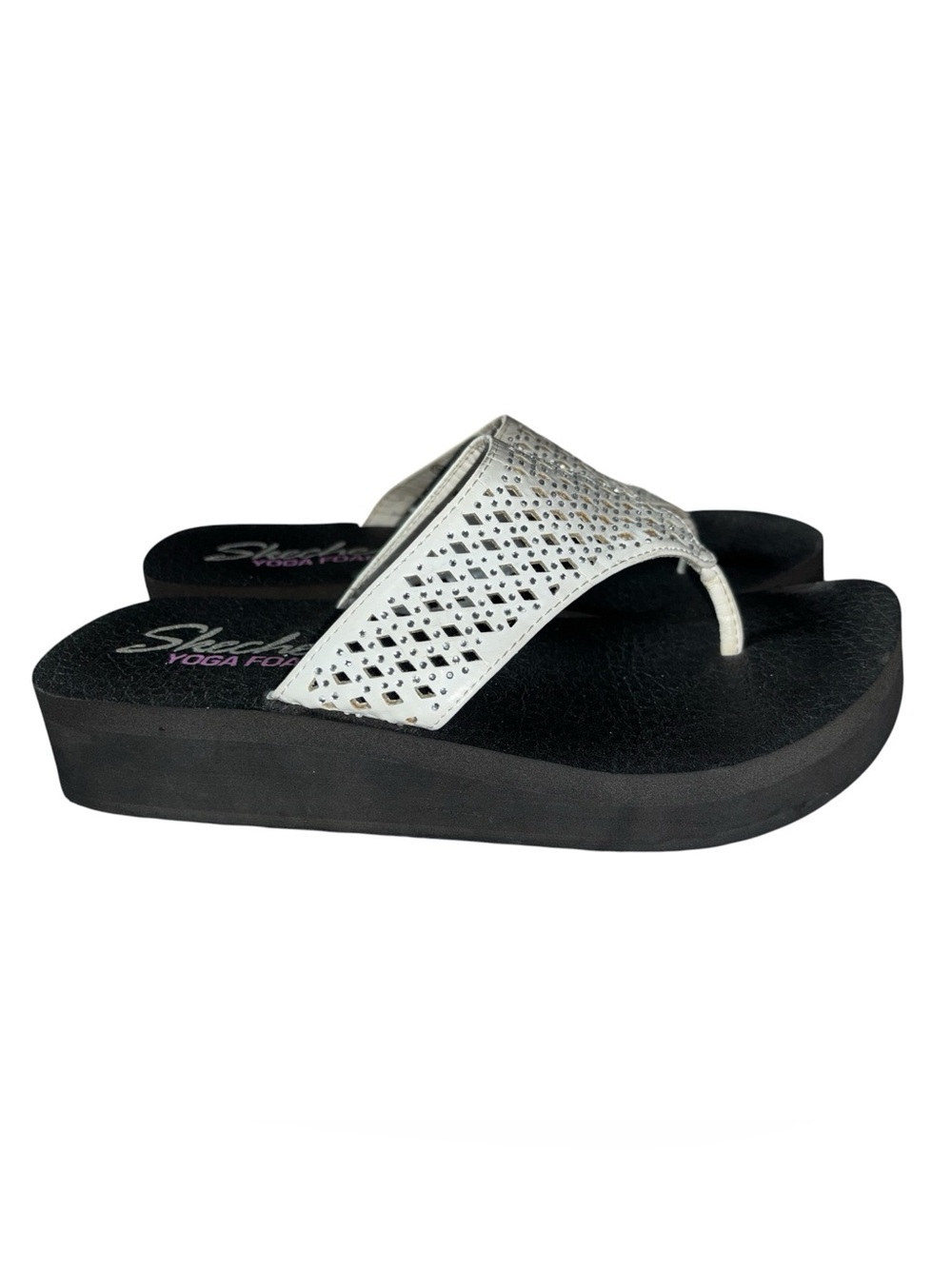 Skechers Vinyasa Women's Perforated Yoga Mat Wedge Flip-Flops Size 8 - Picture 4 of 6